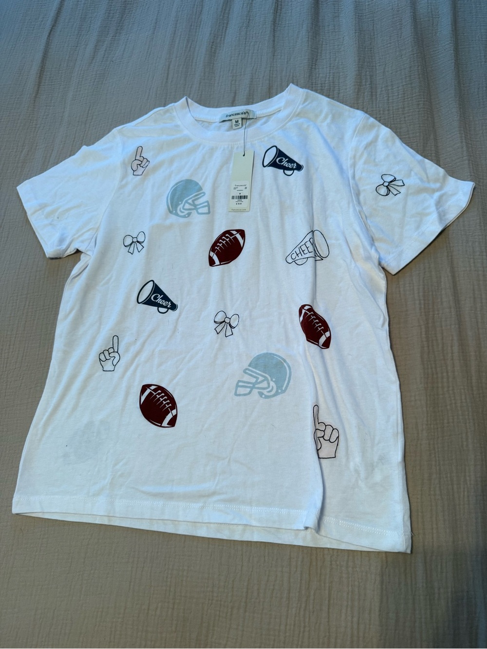 Francescas White Football Graphic Tee